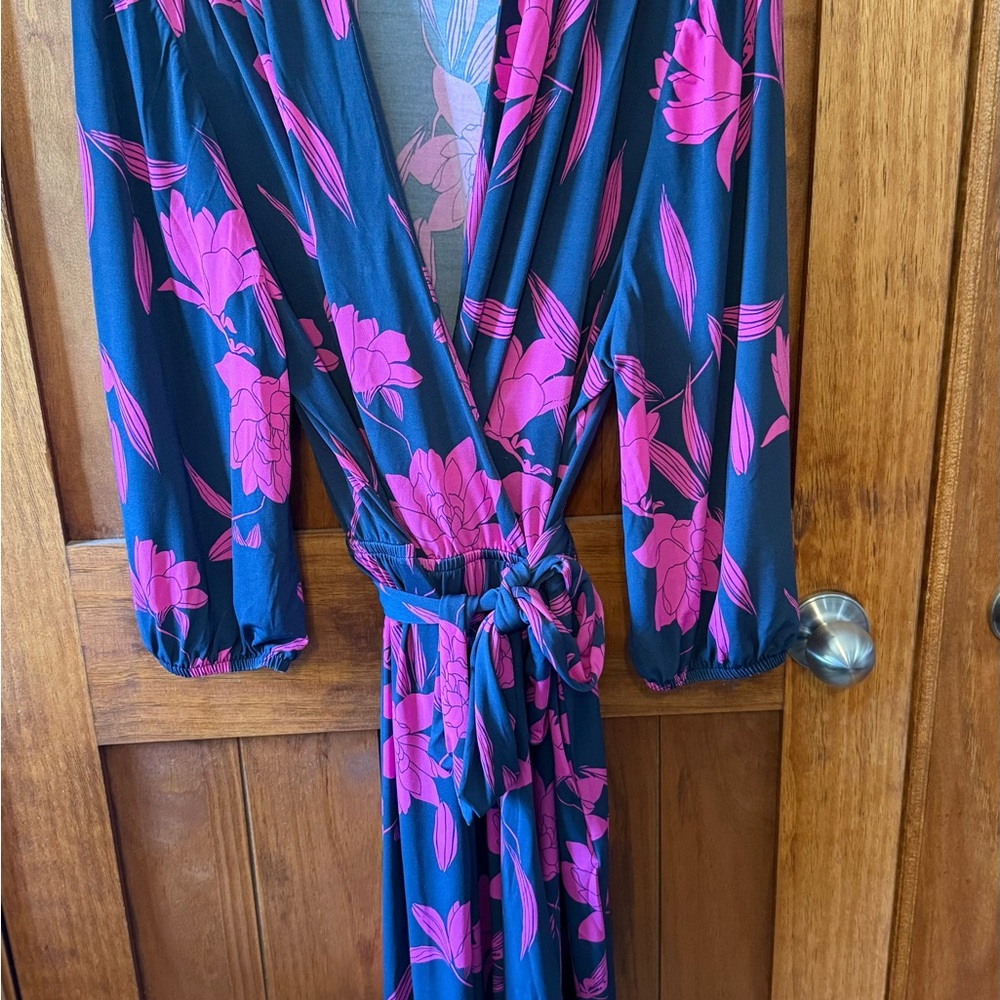 Lane Bryant Pink and Gray Floral Dress